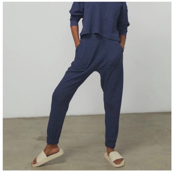 Lunya Restore Thermal Draped Jogger Medium Blue Waffle Knit Lounge Pants Comfort - Picture 8 of 14